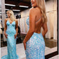 Mermaid / Trumpet Prom Dresses Sexy Dress Formal Court Train Sleeveless V Neck Sequined Backless