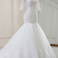 White Lace Off-the-Shoulder Half Sleeve Trumpet Wedding Dress Long