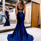 Mermaid Straps Neck Back Long Prom Dress Sexy