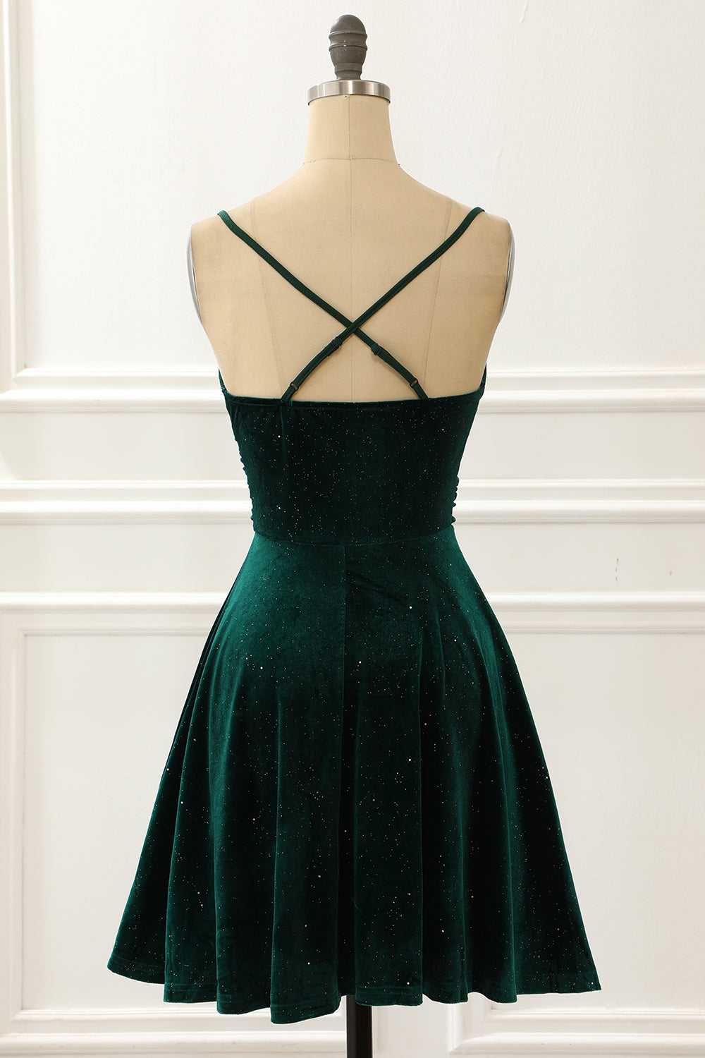 Velvet Green Holiday Party Dress V-neck Short Sexy
