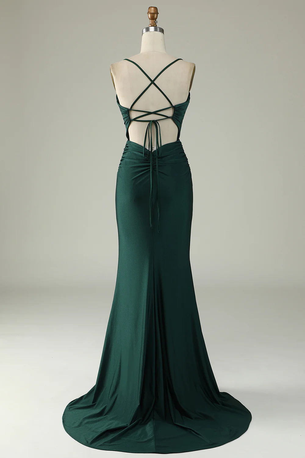 Mermaid V-Neck Long Prom Dress with Beading Sexy Pure Color