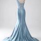 Mermaid Spaghetti Straps Long Beaded Prom Dress With Appliques Sexy