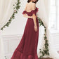 A-Line Bridesmaid Dress Off Shoulder Sleeveless Elegant Floor Length Chiffon with Pleats / Ruffles