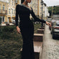 Mermaid / Trumpet Evening Gown Open Back Dress Engagement Floor Length Long Sleeve V Neck Stretch Fabric with Crystals