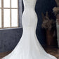 White Lace Beaded Cap Sleeve Trumpet Wedding Dress Beautiful