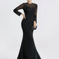 Mermaid / Trumpet Sheath / Column Evening Gown Elegant Dress Formal Floor Length Long Sleeve Jewel Neck Lace