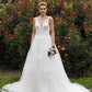 Hall Wedding Dresses Princess Plunging Neck Sleeveless Chapel Train Tulle Bridal Gowns