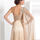 Sheath / Column Elegant Formal Evening Black Tie Gala Dress One Shoulder Sleeveless Floor Length Chiffon with Criss