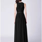 A-Line Prom Dresses Maxi Dress Wedding Guest Floor Length Sleeveless Jewel Neck Chiffon with Pleats