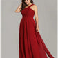 A-Line Evening Gown Empire Dress Formal Evening Floor Length Sleeveless One Shoulder Bridesmaid Dress Chiffon Backless