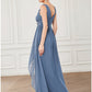 A-Line Prom Dresses Minimalist Dress Party Wear Floor Length Sleeveless V Neck Chiffon