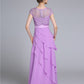 Sheath / Column Mother of the Bride Dress See Through Jewel Neck Floor Length Chiffon Short Sleeve