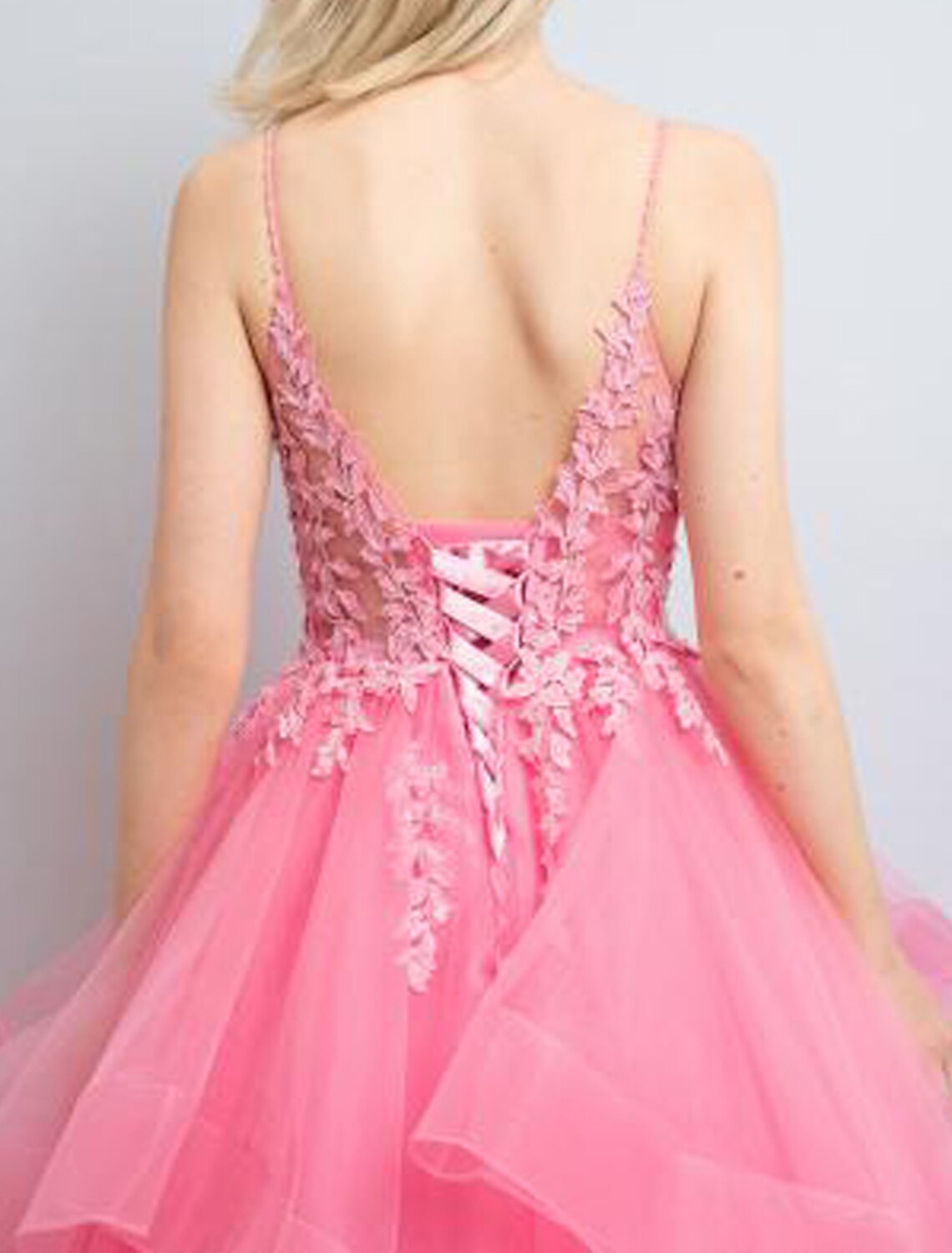 A-Line Prom Dresses Princess Dress Formal Floor Length Sleeveless V Neck Tulle Backless with Pleats