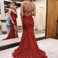 Mermaid / Trumpet Prom Dresses Sparkle & Shine Dress Formal Sweep / Brush Train Sleeveless V Neck Sequined Backless