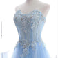 A-Line Sexy Floral Engagement Prom Birthday Dress Strapless Sleeveless Sweep / Brush Train Lace with Pleats