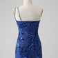 Sparkly Bodycon One Shoulder Sequins Homecoming Dress with Embroidery Beautiful