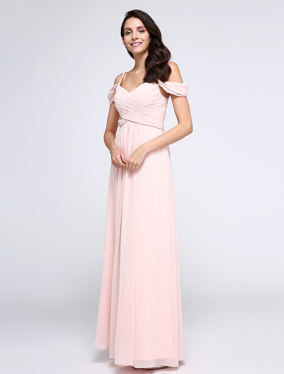 A-Line Elegant Dress Holiday Cocktail Party Ankle Length Short Sleeve Straps Chiffon with Criss