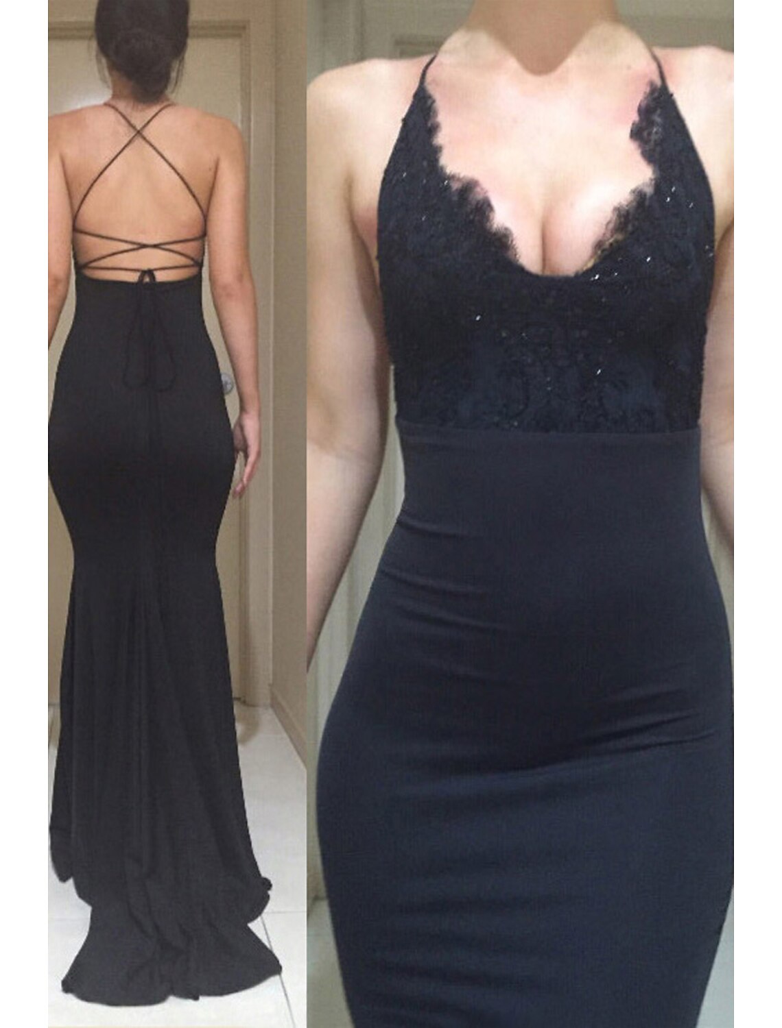 Mermaid / Trumpet Prom Dresses Open Back Dress Formal Sweep / Brush Train Sleeveless Scoop Neck Spandex Backless