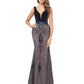 Mermaid / Trumpet Evening Gown Luxurious Dress Formal Evening Sweep / Brush Train Sleeveless V Neck Fall Wedding Guest Velvet Backless