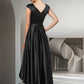 A-Line Mother of the Bride Dress Elegant High Low Jewel Neck Asymmetrical Satin Sleeveless with Bow(s)