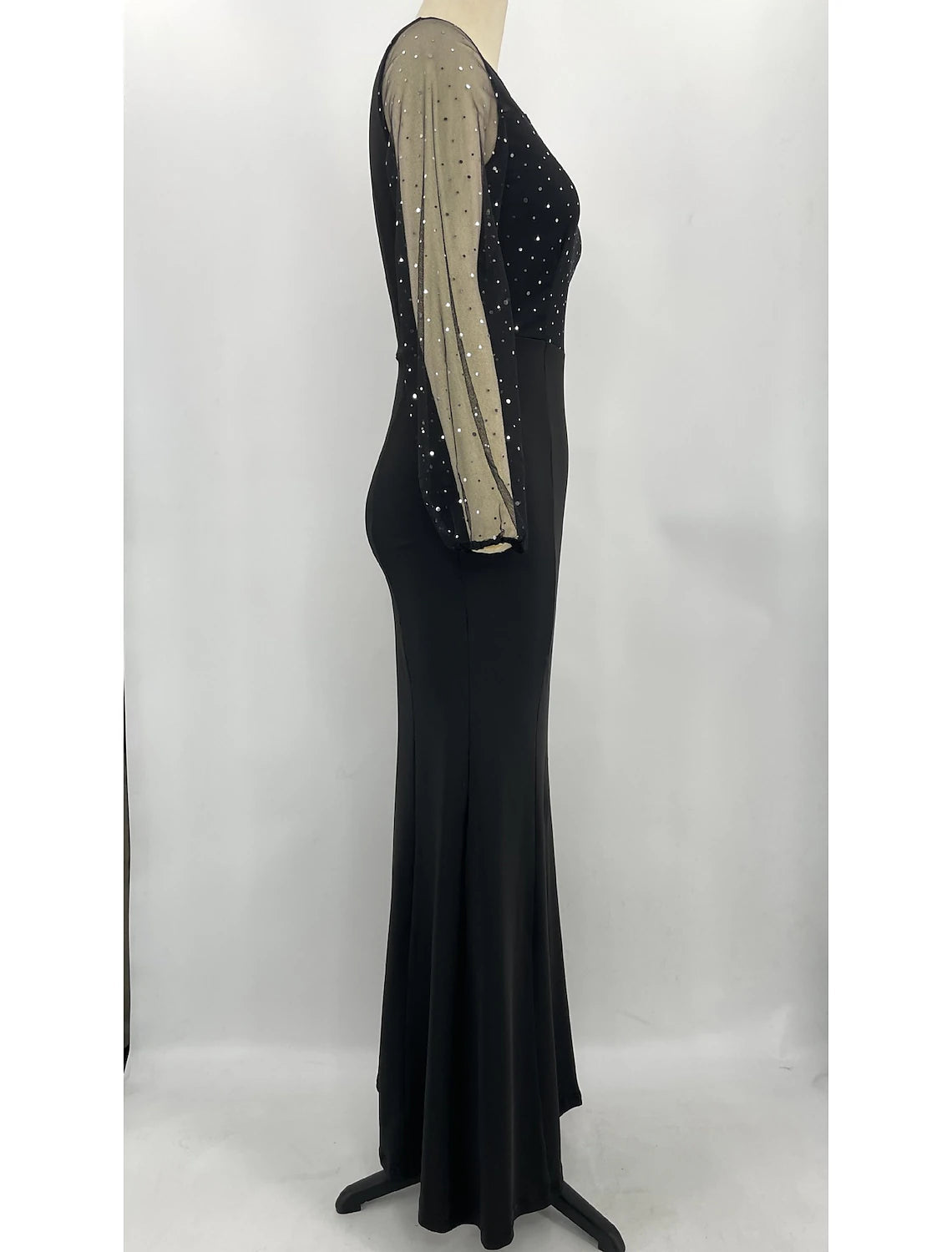 Mermaid / Trumpet Party Dresses Sparkle & Shine Dress Formal Floor Length Long Sleeve Jewel Neck Spandex with Rhinestone