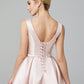 A-Line Cute Dress Wedding Guest Homecoming Knee Length Sleeveless V Wire Satin with Bow(s)