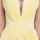 Sheath / Column Elegant Dress Wedding Guest Court Train Sleeveless Plunging Neck Georgette V Back with Criss Cross Side