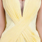 Sheath / Column Elegant Dress Wedding Guest Prom Court Train Sleeveless Plunging Neck Georgette V Back with Criss Cross Side