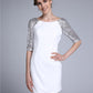 Sheath / Column Mother of the Bride Dress Sparkle & Shine Jewel Neck Short / Mini Chiffon Half Sleeve