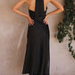 Sexy celebrity solid color backless slit hanging neck evening dress Party Dress