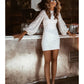 Sheath / Column Cocktail Dresses Party Dress Christmas Short / Mini Long Sleeve Jewel Neck Sequined with Sequin
