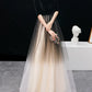 A-Line Elegant Gradient Prom Formal Evening Dress Jewel Neck Half Sleeve Floor Length Tulle with Sleek Party Dresses