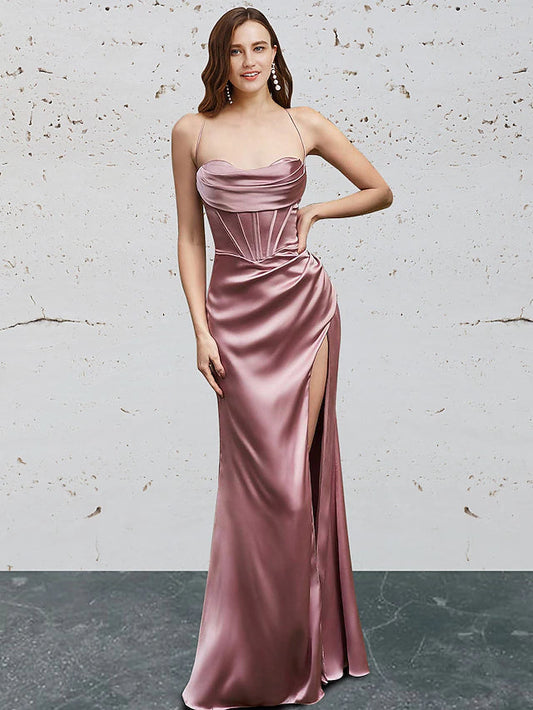 Mermaid / Trumpet Prom Dresses Vintage Dress Prom Floor Length Sleeveless Sweetheart Charmeuse Backless with Slit