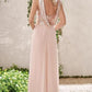 A-Line Bridesmaid Dress V Neck Sleeveless Elegant Floor Length Chiffon / Sequined