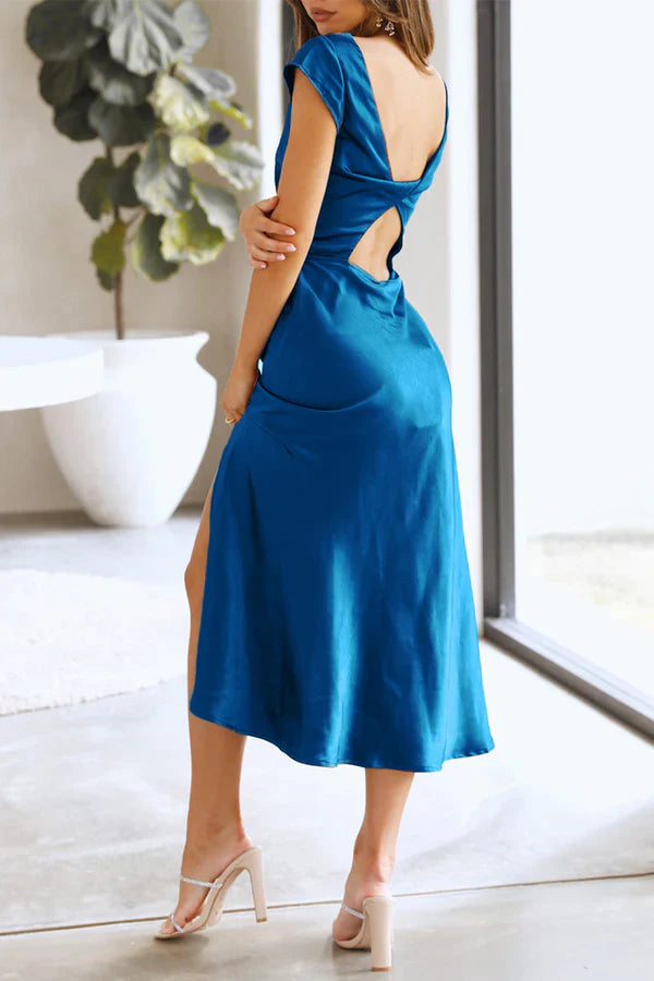 Elegant solid color hollow out solid color A-line evening dress Party Dress