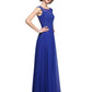 A-Line Mother of the Bride Dress Elegant Jewel Neck Ankle Length Chiffon Lace Sleeveless