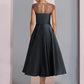 A-Line Mother of the Bride Dress Wedding Guest Party Elegant Scoop Neck Tea Length Satin Half Sleeve with Flower