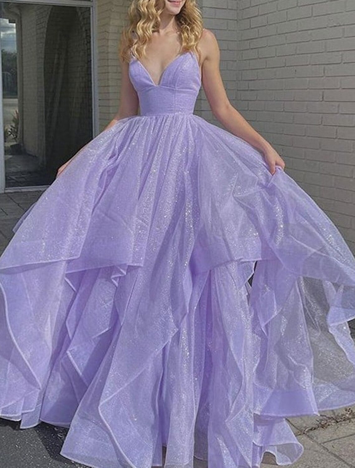 Ball Gown Prom Dresses Glittering Dress Wedding Party Court Train Sleeveless Spaghetti Strap Tulle Backless