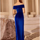 Blue Sheath / Column Party Dresses Elegant Dress Party Wear Floor Length Short Sleeve Off Shoulder Velvet with Ruched