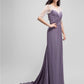 A-Line Mother of the Bride Dress Elegant Scoop Neck Floor Length Chiffon Half Sleeve No with Criss Cross