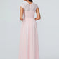 A-Line Bridesmaid Dress Jewel Neck Sleeveless Elegant Floor Length Chiffon with Lace Sparkle & Shine