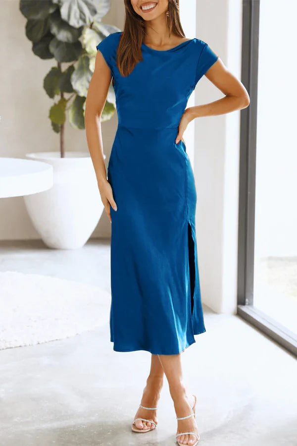 Elegant solid color hollow out solid color A-line evening dress Party Dress