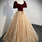 A-Line Prom Dresses Princess Dress Engagement Floor Length Short Sleeve Sweetheart Tulle with Bow(s)