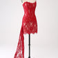 Classy Lace Strapless Corset Short Cocktail Dress with Lace-up Back Off Shoulder Sexy