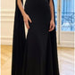 A-Line Evening Gown Elegant Dress Black Dress Formal Sweep / Brush Train Long Sleeve Sweetheart Stretch Fabric