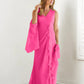 Wrap body/column V-neck sleeveless wrap body mother of the bride dress Pure Color