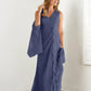 Wrap body/column V-neck sleeveless wrap body mother of the bride dress Pure Color