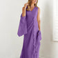 Wrap body/column V-neck sleeveless wrap body mother of the bride dress Pure Color