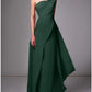 Sheath Evening Gown Red Green Dress Elegant Dress Formal Sweep / Brush Train Sleeveless One Shoulder Stretch Chiffon with Pleats