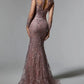 Mermaid / Trumpet Mother of the Bride Dress Wedding Guest Elegant Jewel Neck Sweep / Brush Train Stretch Satin Long Sleeve with Lace